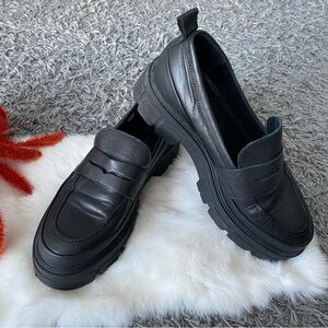 SIMONS Black Leather Loafers